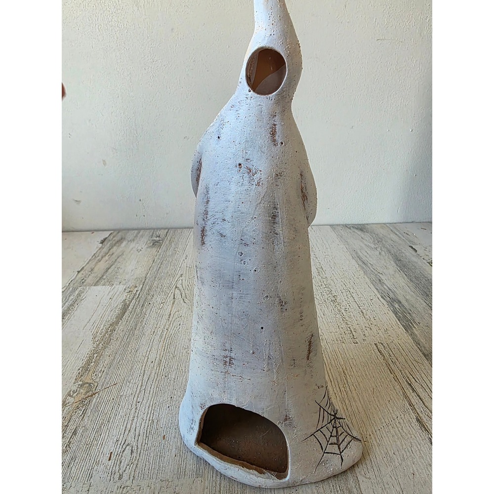 Vintage ghost ceramic candle votive luminary holder spider bat Halloween decor - Picture 3 of 7
